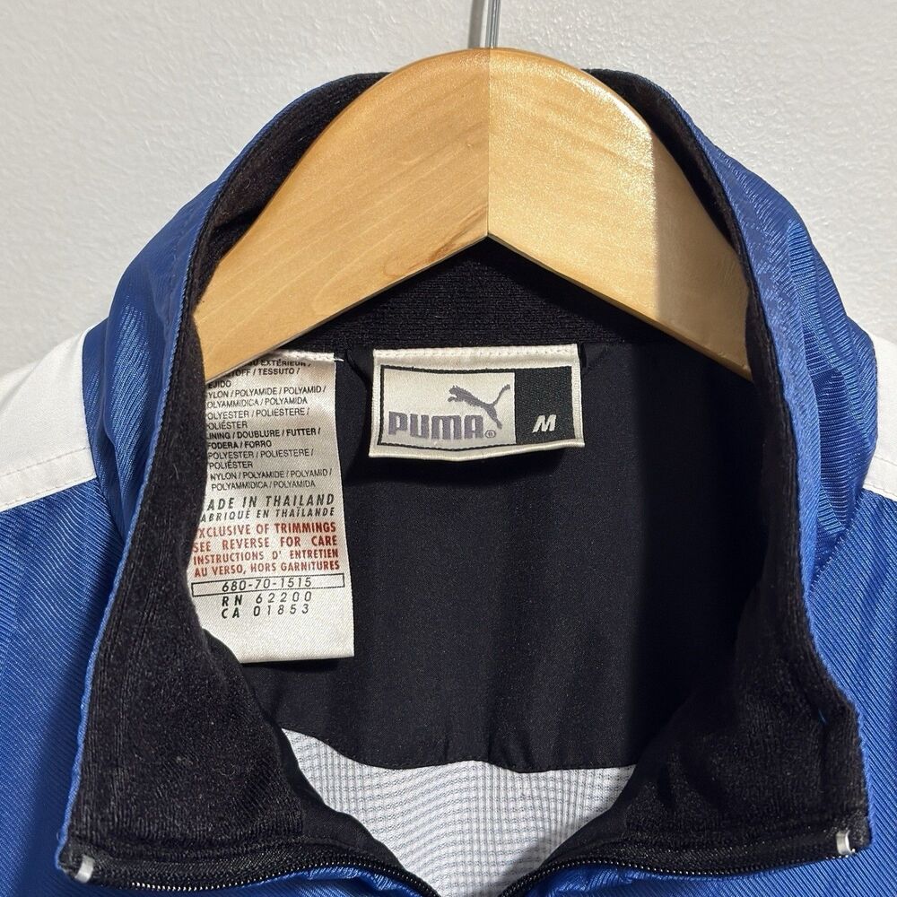 Vintage Puma Jacket Mens M Blue White Black Full Zip Windbreaker Y2K Colorblock - Picture 4 of 4